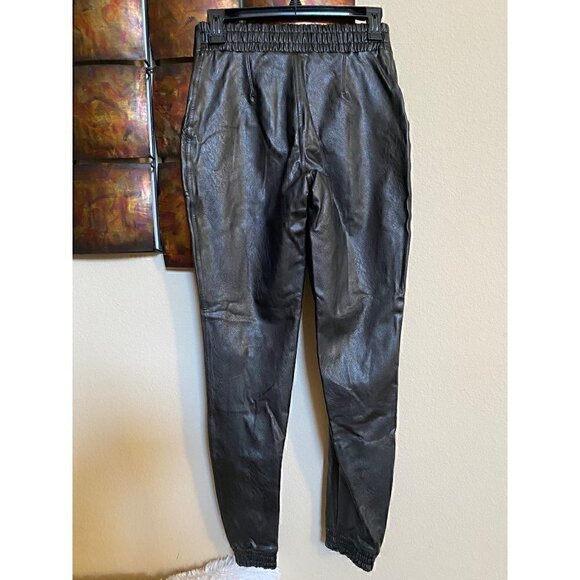 Spanx Leather Like Jogger Sz Small Noir Black Pockets Vegan Faux Leather - Picture 3 of 12